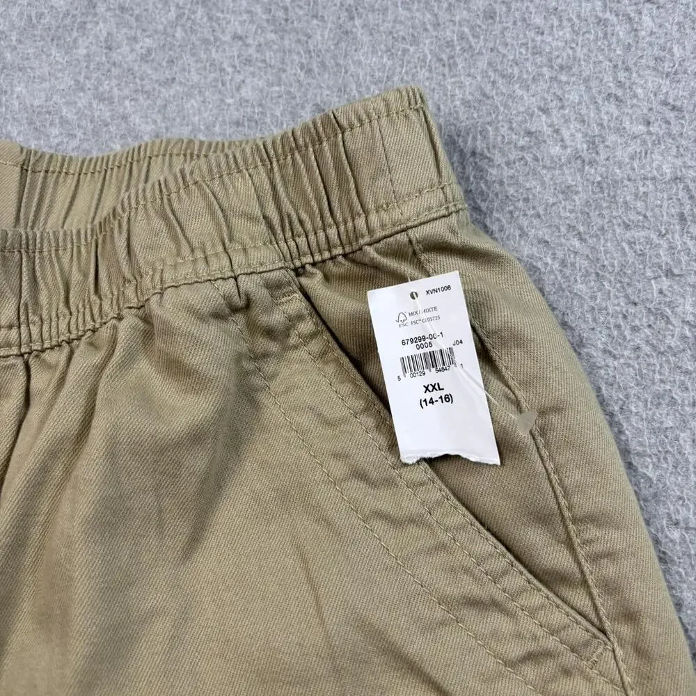Gap Kids Pants Boys XXL 14-16 Khaki Cargo Barrel Leg Zip Pocket Youth Uniform